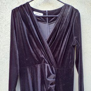 Ababalaya Black Stretch Velvet Dress Xl 